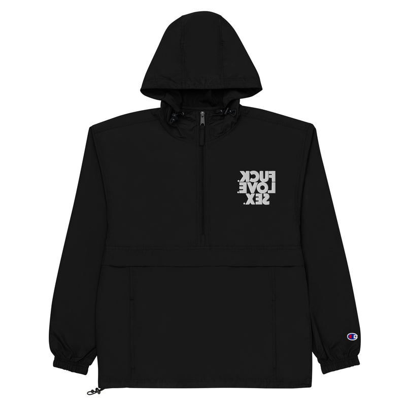 FUCK.LOVE.SEX. Embroidered Champion Packable Jacket